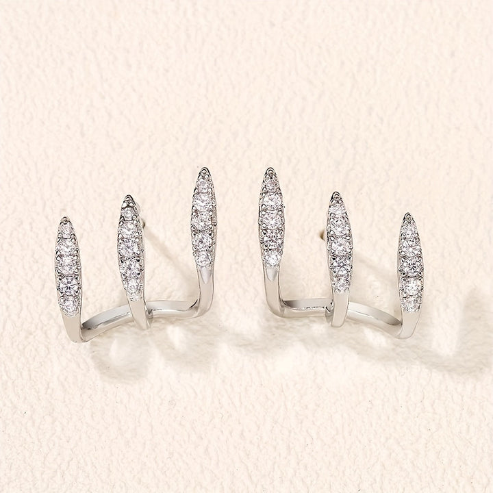 Orecchini Eleganti con Strass a Tre Grip