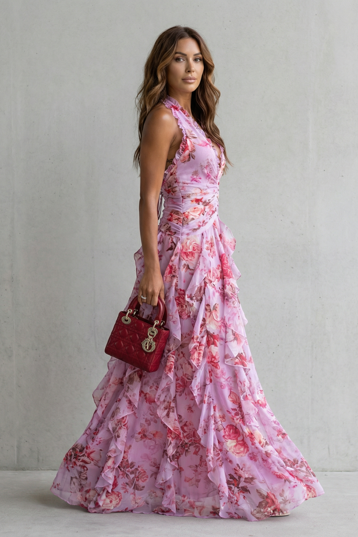 Robe Lunga Elegante con Collo Halter - Maison Claire e Sylvie