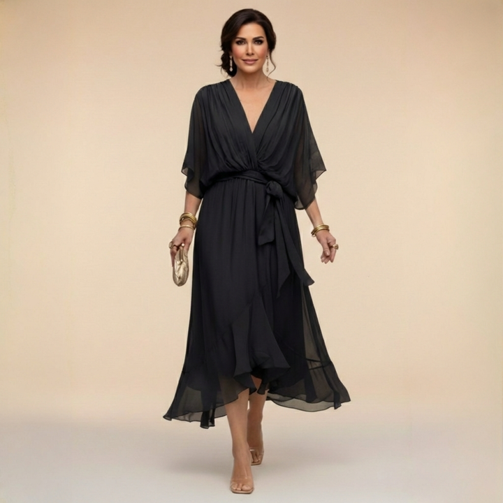 Monica | Abito in chiffon con scollo a V