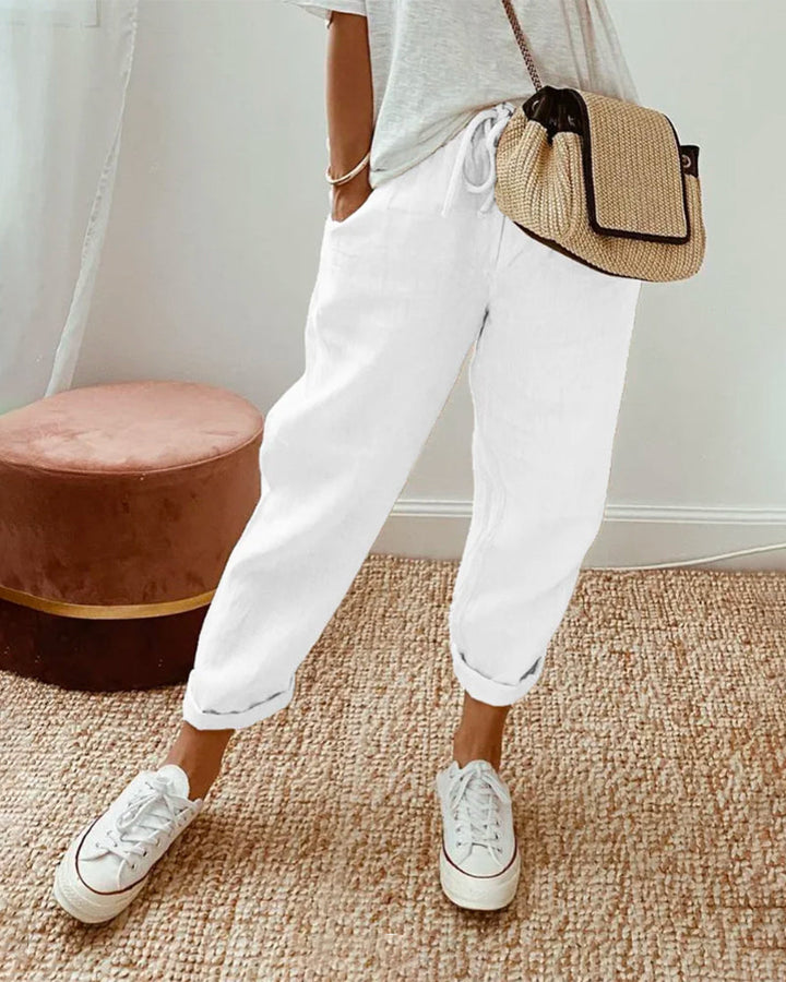 Lucie™ — Pantaloni fluidi in misto cotone e lino