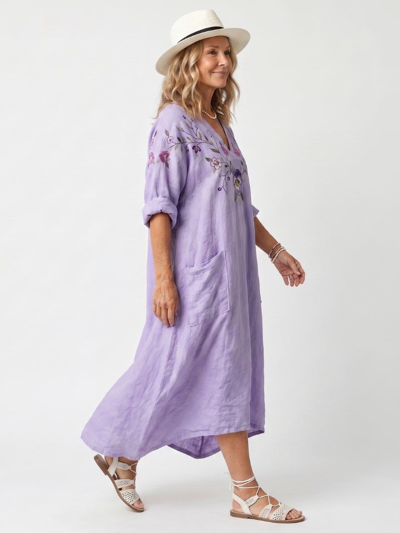 Tavi | Abito Midi Oversized con Tasche Floreali