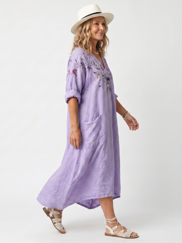 Tavi | Abito Midi Oversized con Tasche Floreali