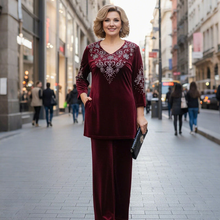 Elvire - Completo elegante in velluto a due pezzi