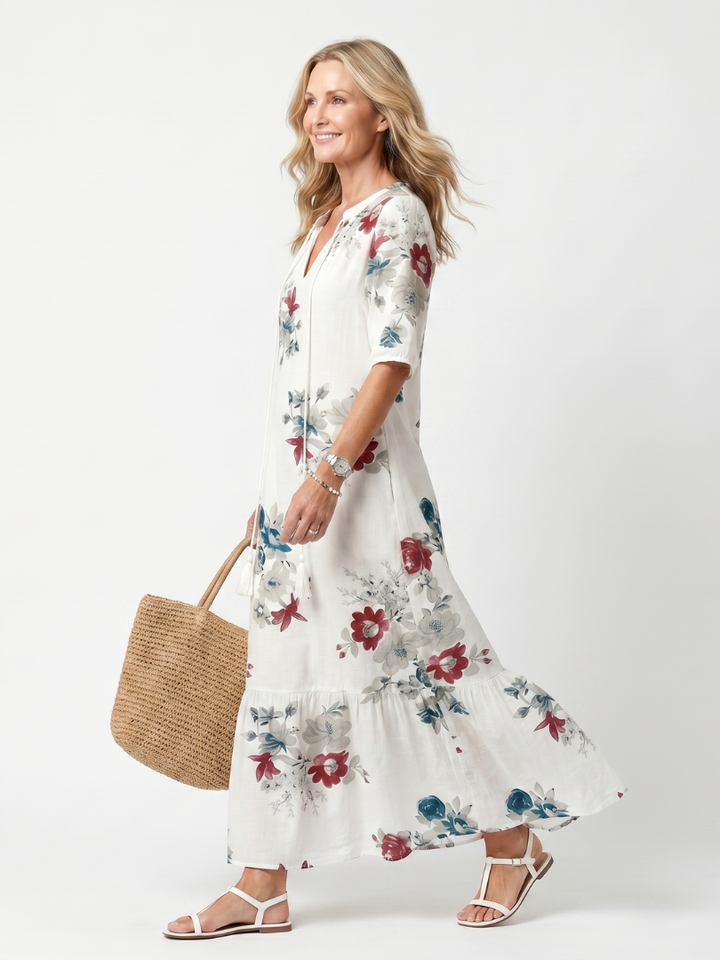 Maeva | Abito Midi con Stampa Floreale e Nappa