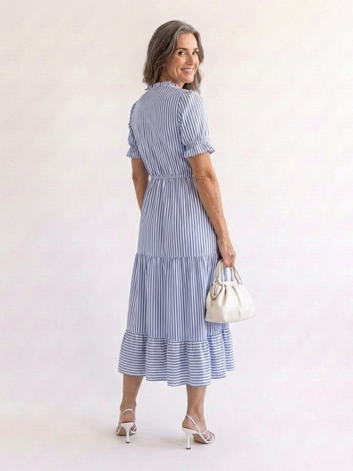 Dakota | Abito midi a maniche corte e a righe