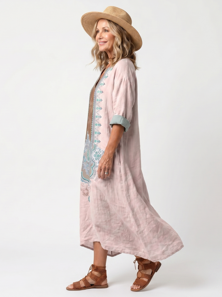 Kenza | Abito Midi Relaxed con Pannelli di Design e Tasche