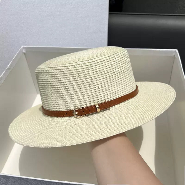 Audrey - Cappello a Cilindro con Ampia Visiera in Paglia