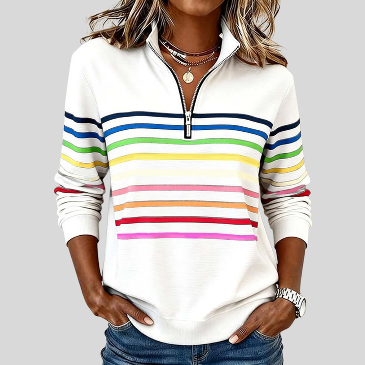 Prismette™ | Felpa a maniche lunghe con zip a un quarto a righe colorate