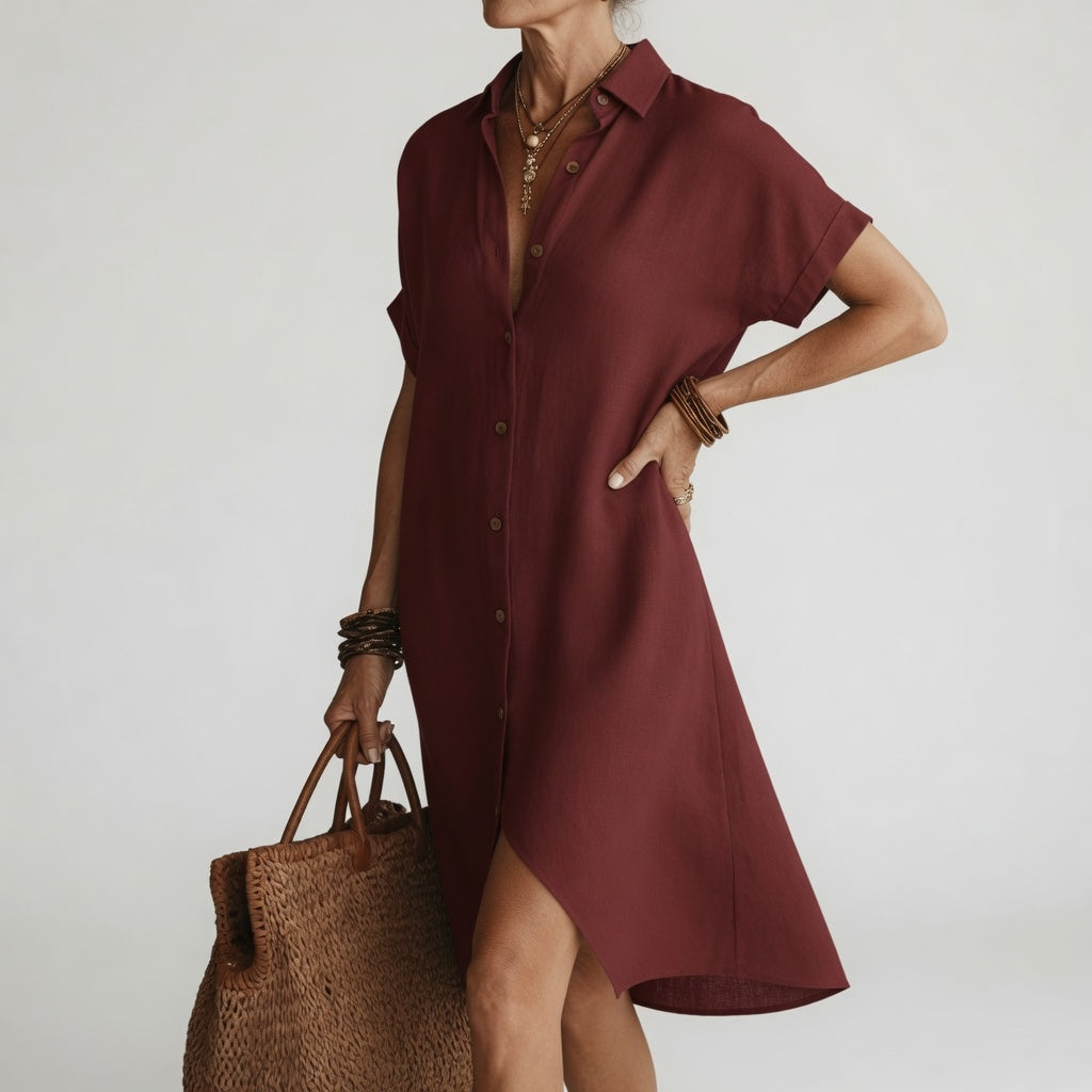 Timéa™ — Abito camicia midi traspirante eleganza parigina