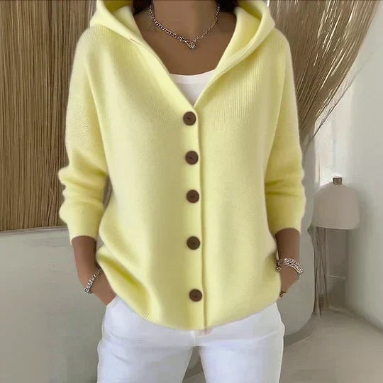 Darienne™ | Cardigan in Maglia con Cappuccio e Bottoni