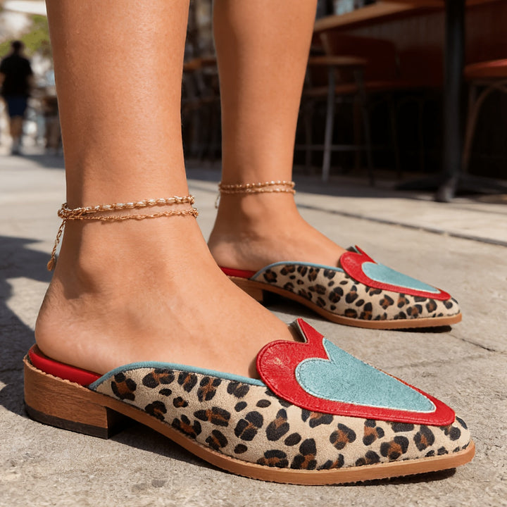 Perla | Mules senza schienale con stampa leopardata