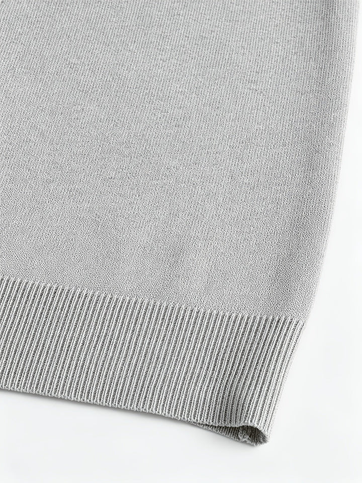 Ginevra | Cardigan Grigio Chiaro con Cappuccio e Chiusura a Bottoni