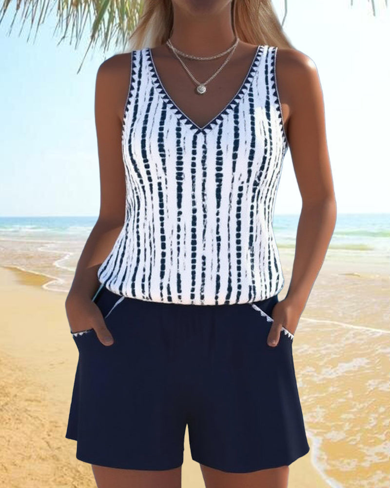 Leslie - Set di Tankini e Pantaloni Corti Casual