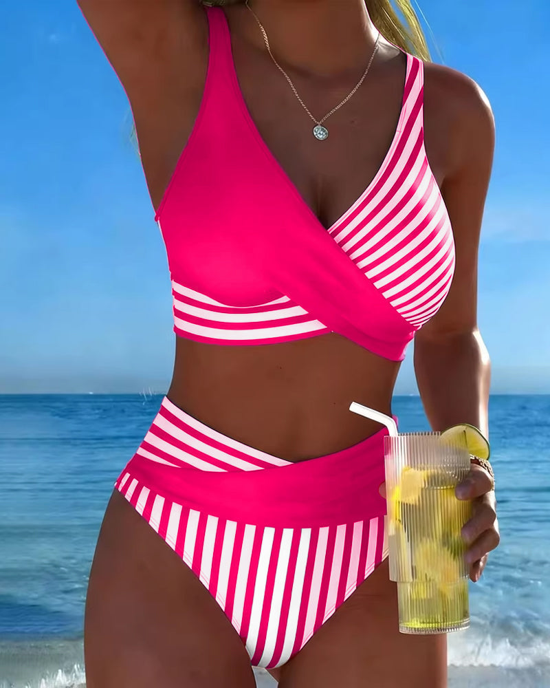 Bikini Strisce Incrociate Stampato