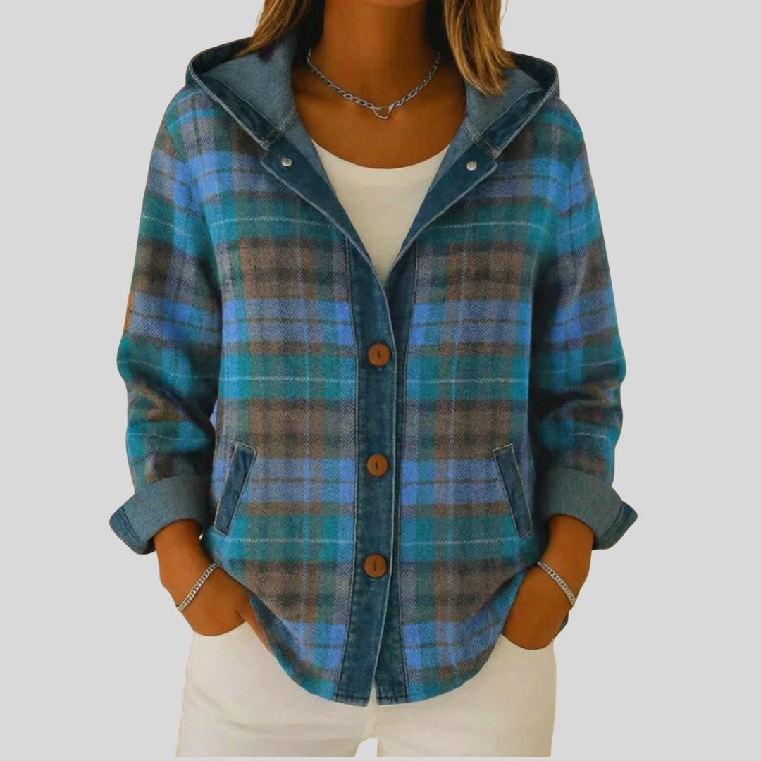 Bevlyn™ | Giacca a Camicia con Cappuccio a Quadri