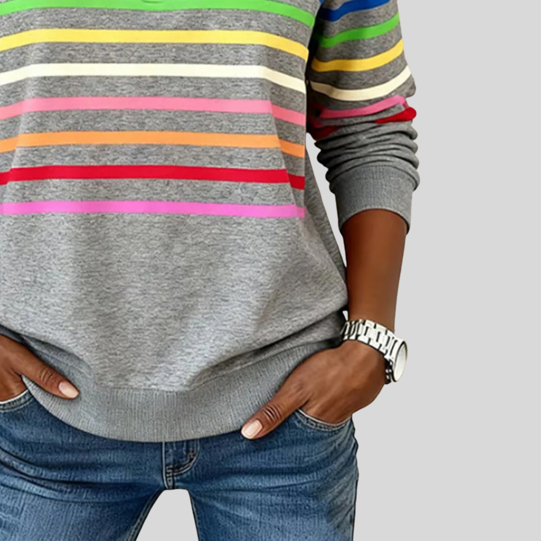 Prismette™ | Felpa a maniche lunghe con zip a un quarto a righe colorate
