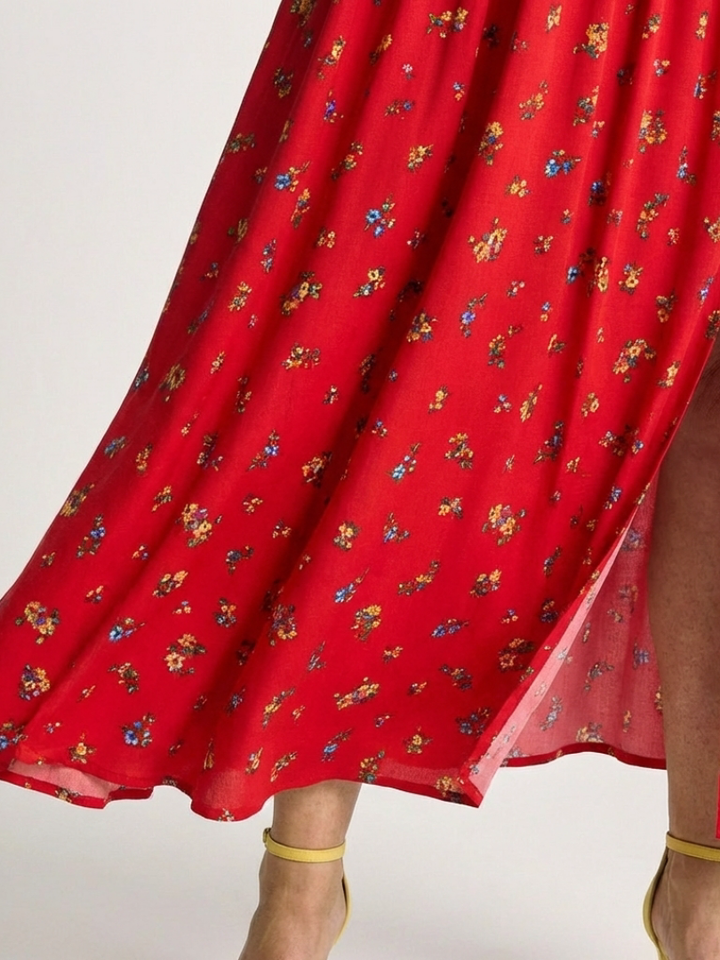 Delphine | Abito midi con scollatura quadrata e motivo floreale