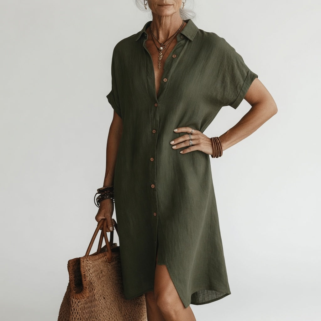 Timéa™ — Abito camicia midi traspirante eleganza parigina