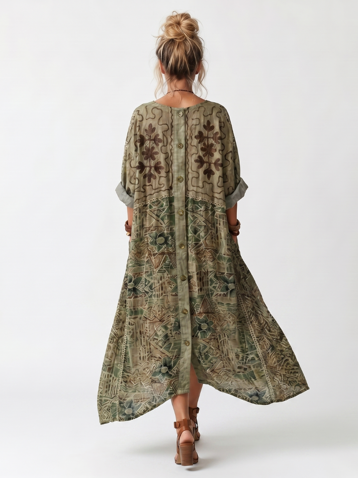 Aleta | Abito Midi Oversized con Bottoni e Tasche
