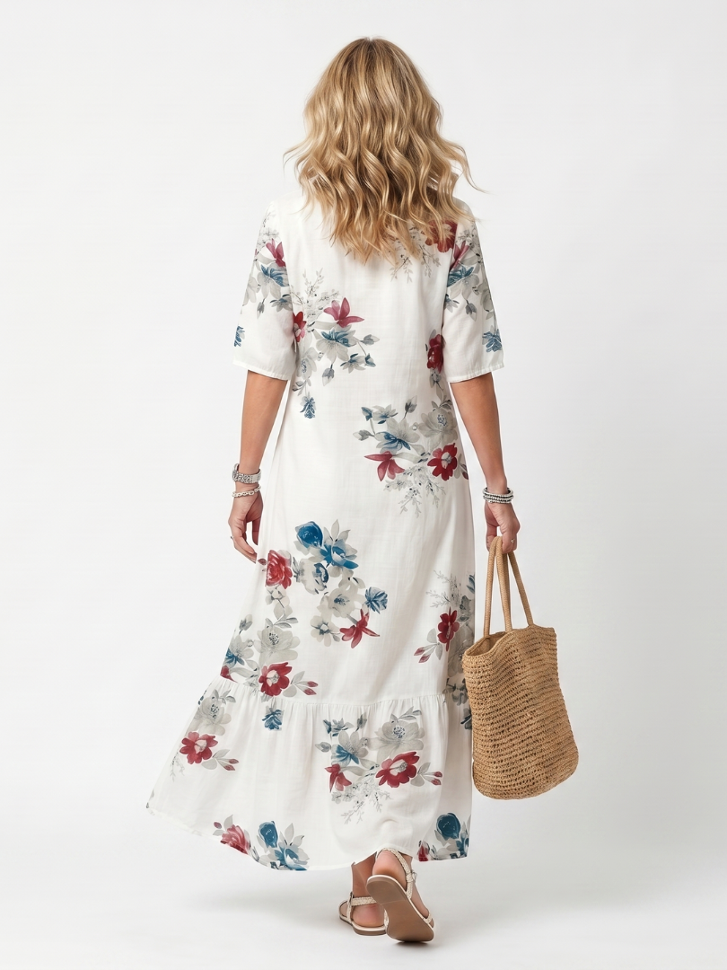 Maeva | Abito Midi con Stampa Floreale e Nappa