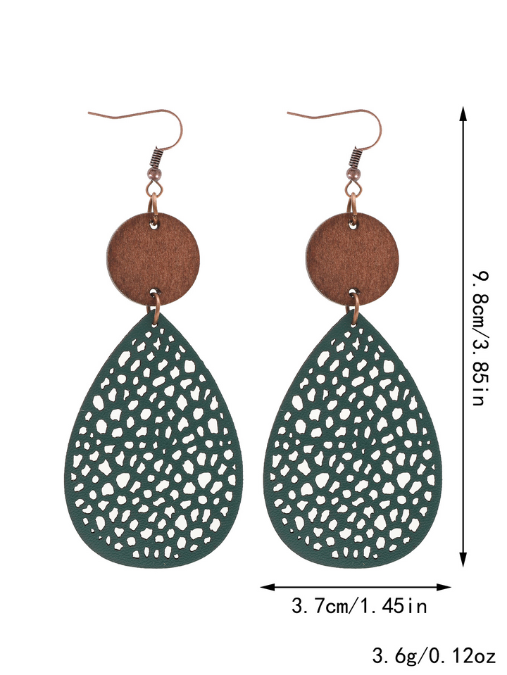 Eliana - Orecchini a pendente in PU Leather dallo stile vintage