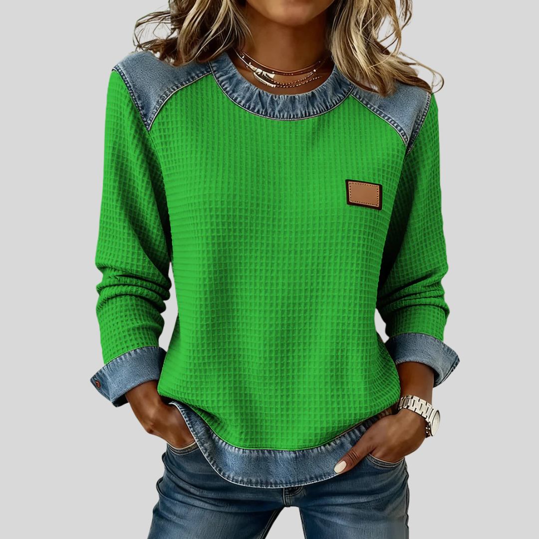 Delancine™ | Felpa Waffle con Design Patchwork