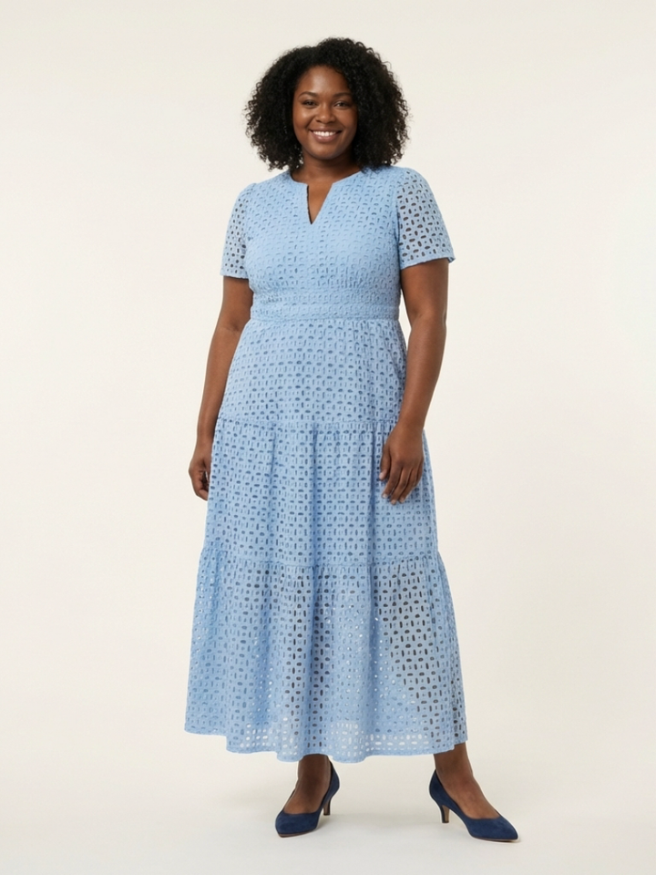 Brielle | Abito midi con scollatura a V e maniche corte con volant