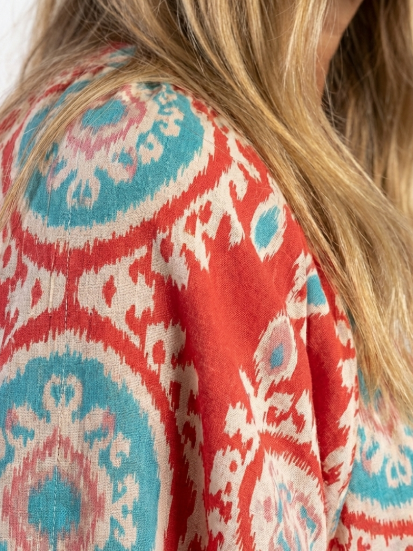 Zaria | Abito midi con stampa paisley e scollatura a V con maniche corte