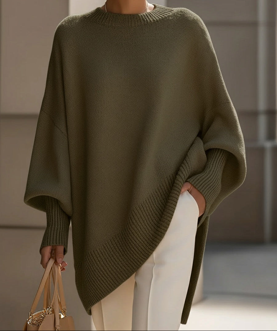 Jennifer | Maglione Oversize Drappeggiato con Collo Largo