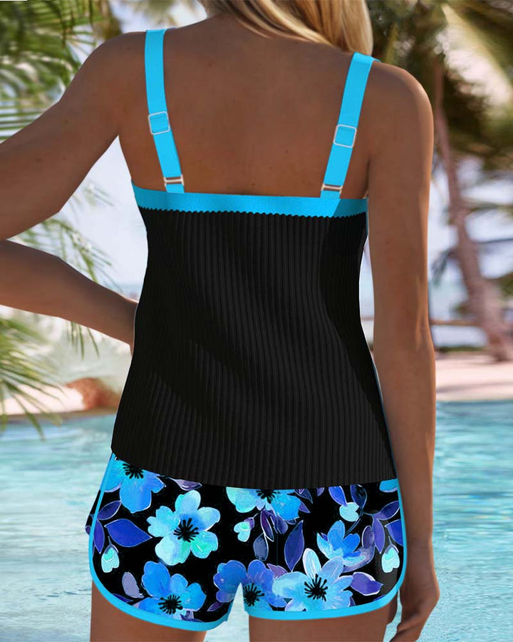 Federica - Set di Tankini con Pantaloni Corti a Costine