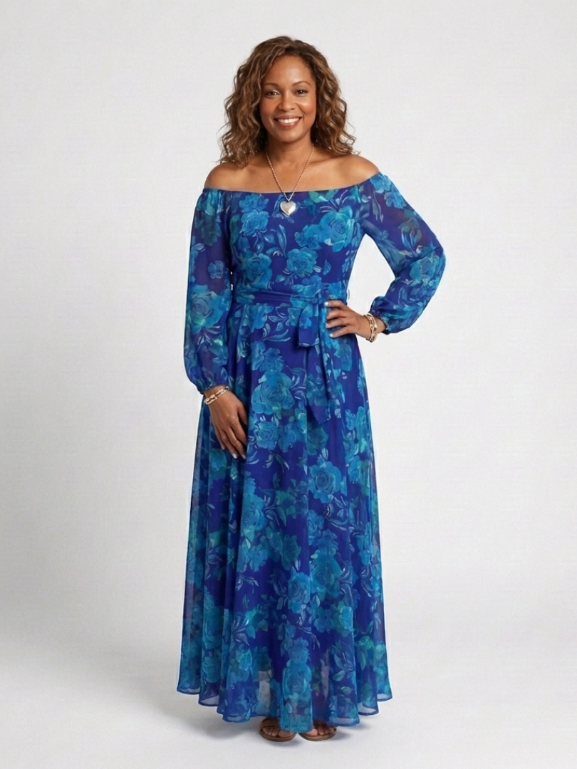 Aspen | Abito Maxi a Spalle Scoperte con Fiori