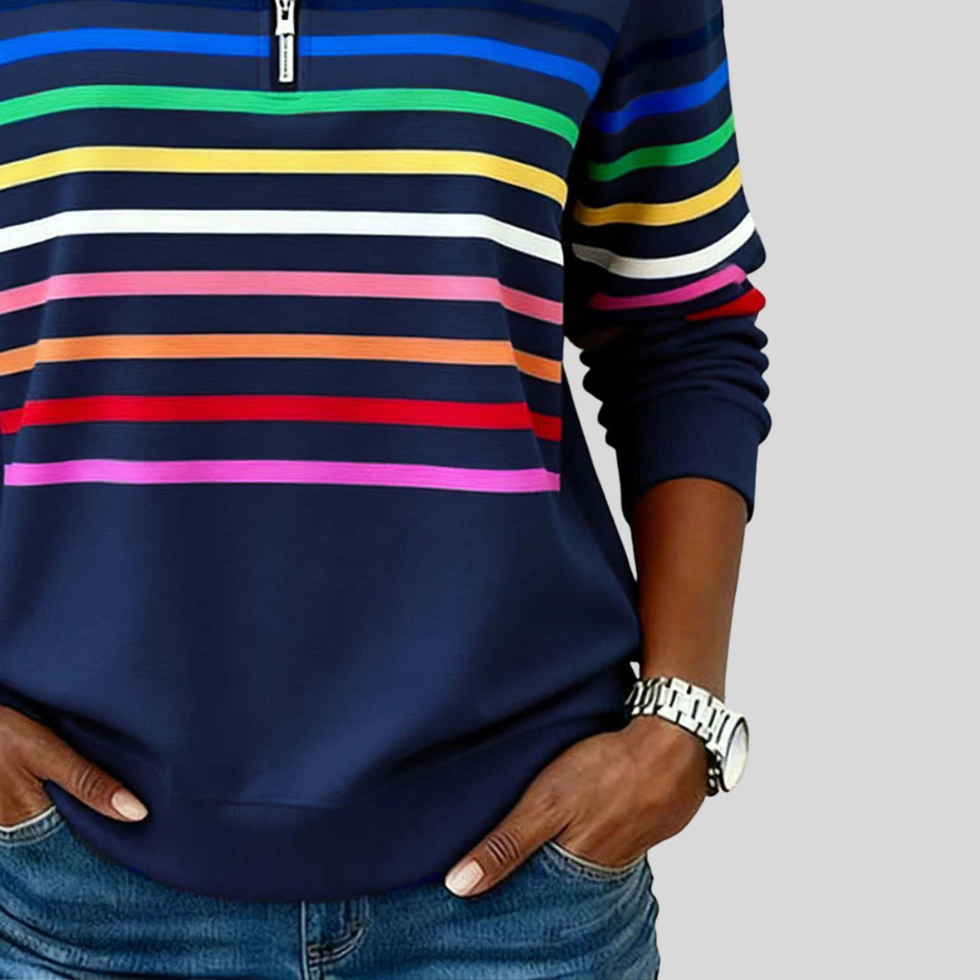 Prismette™ | Felpa a maniche lunghe con zip a un quarto a righe colorate
