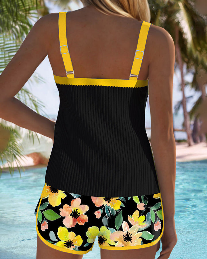 Federica - Set di Tankini con Pantaloni Corti a Costine