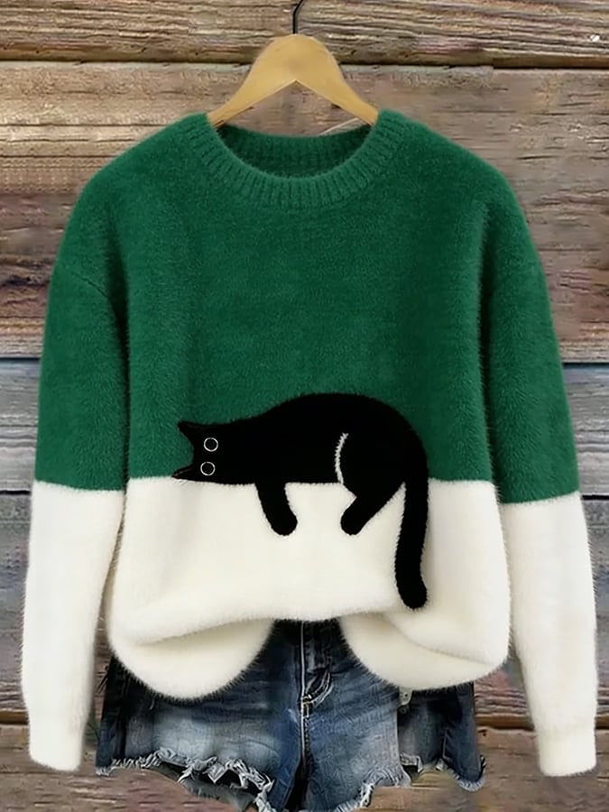 Aileen™ | Maglione Oversized con Stampa di Gatti Elegante