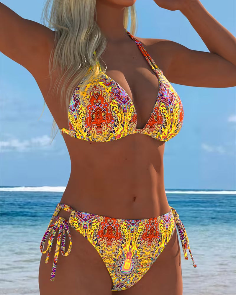 Bikini Colorato Halter Stampa