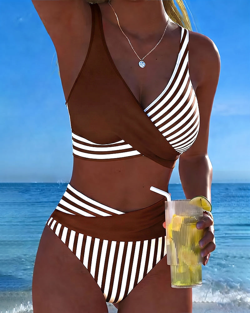 Bikini Strisce Incrociate Stampato