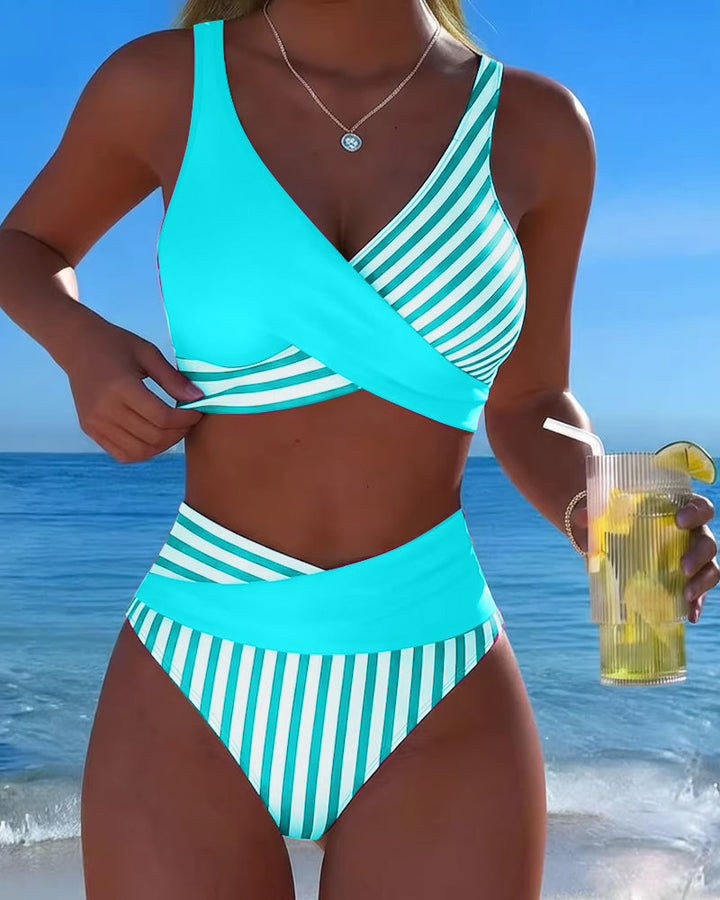 Bikini Strisce Incrociate Stampato