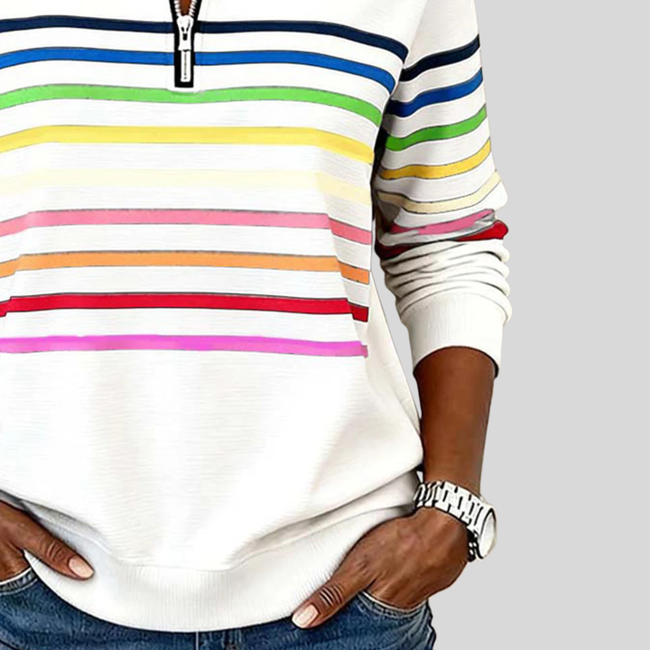Prismette™ | Felpa a maniche lunghe con zip a un quarto a righe colorate