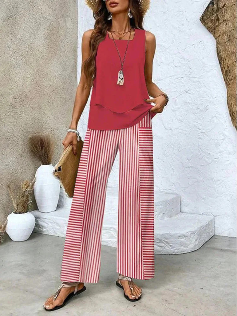 Ovelynra™ | Top senza maniche e pantaloni a gamba larga