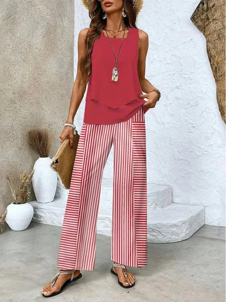 Ovelynra™ | Top senza maniche e pantaloni a gamba larga