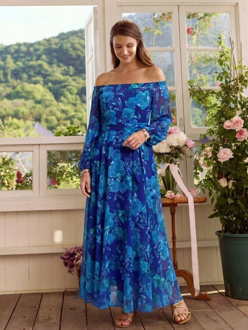 Aspen | Abito Maxi a Spalle Scoperte con Fiori