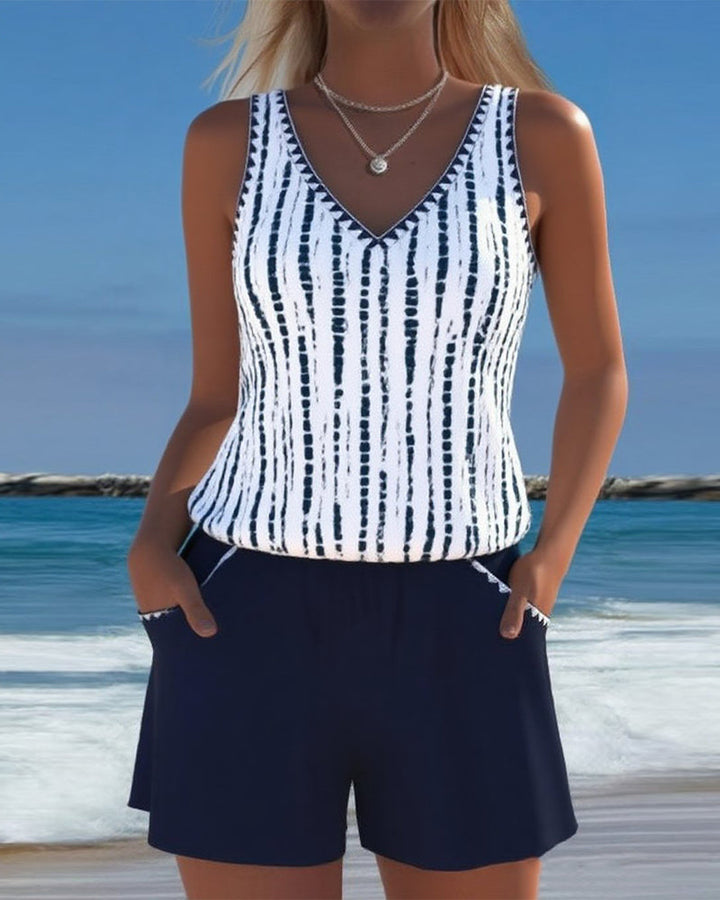 Leslie - Set di Tankini e Pantaloni Corti Casual