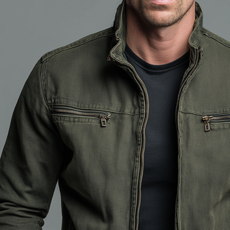 Luca | Giacca vintage in cotone con chiusura a zip