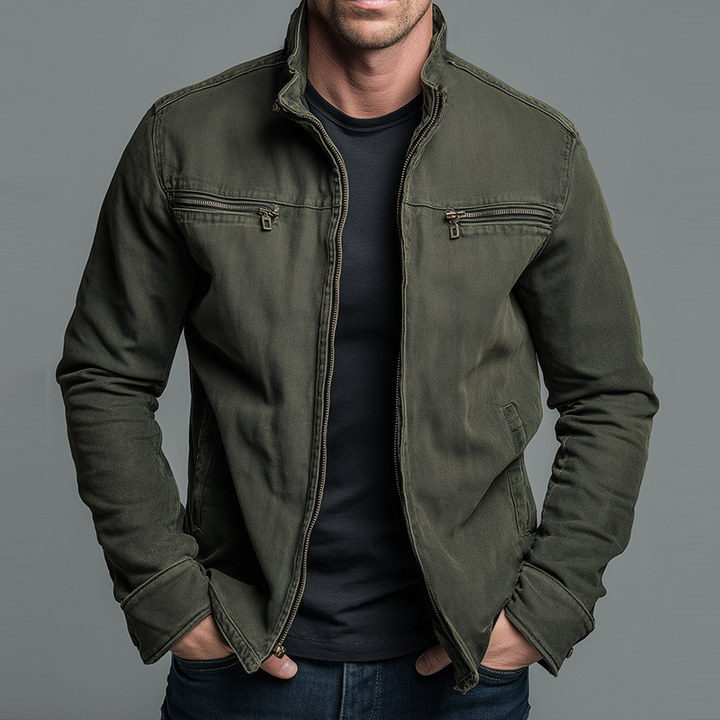 Luca | Giacca vintage in cotone con chiusura a zip