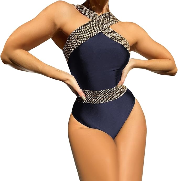 Costume da Bagno Intero con Spalline Incrociate di Supporto