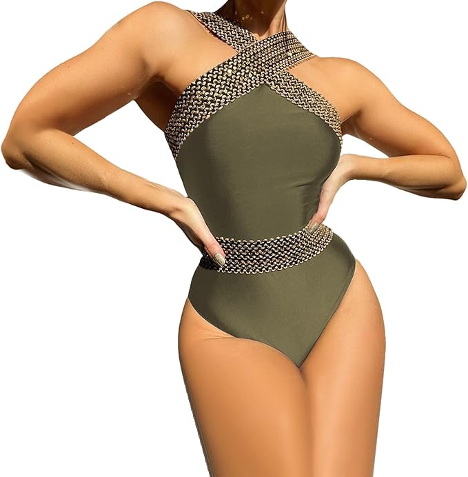 Costume da Bagno Intero con Spalline Incrociate di Supporto