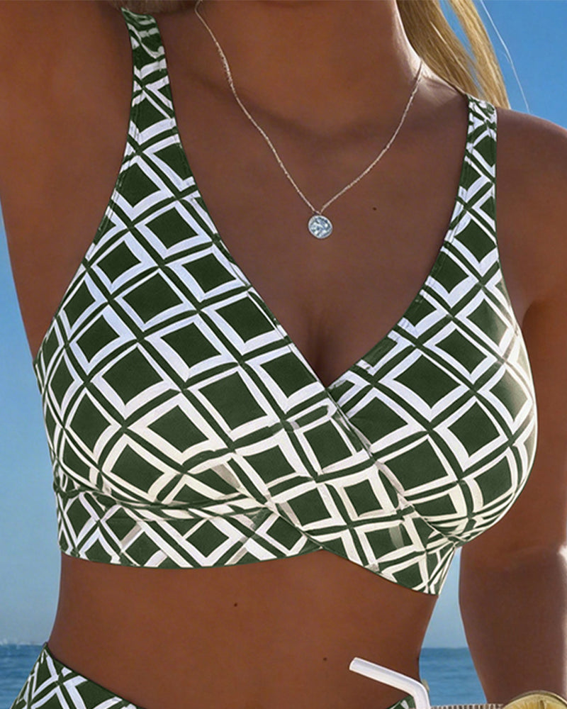 NEUS™ | Costume da Bagno a Due Pezzi Stile Reggiseno con Motivo a Diamante