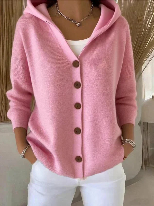 Darienne™ | Cardigan in Maglia con Cappuccio e Bottoni