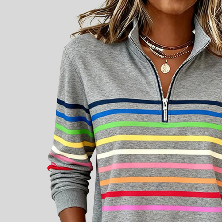 Prismette™ | Felpa a maniche lunghe con zip a un quarto a righe colorate