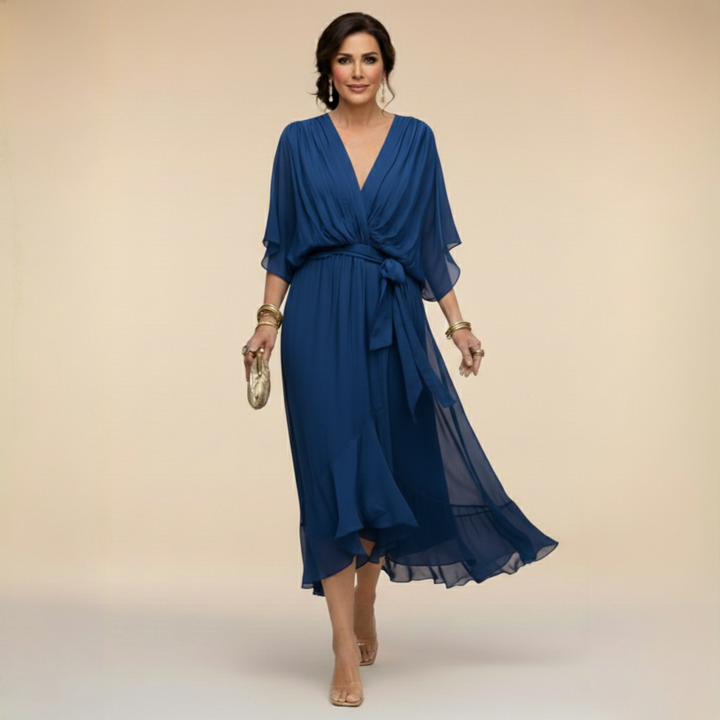 Monica | Abito in chiffon con scollo a V